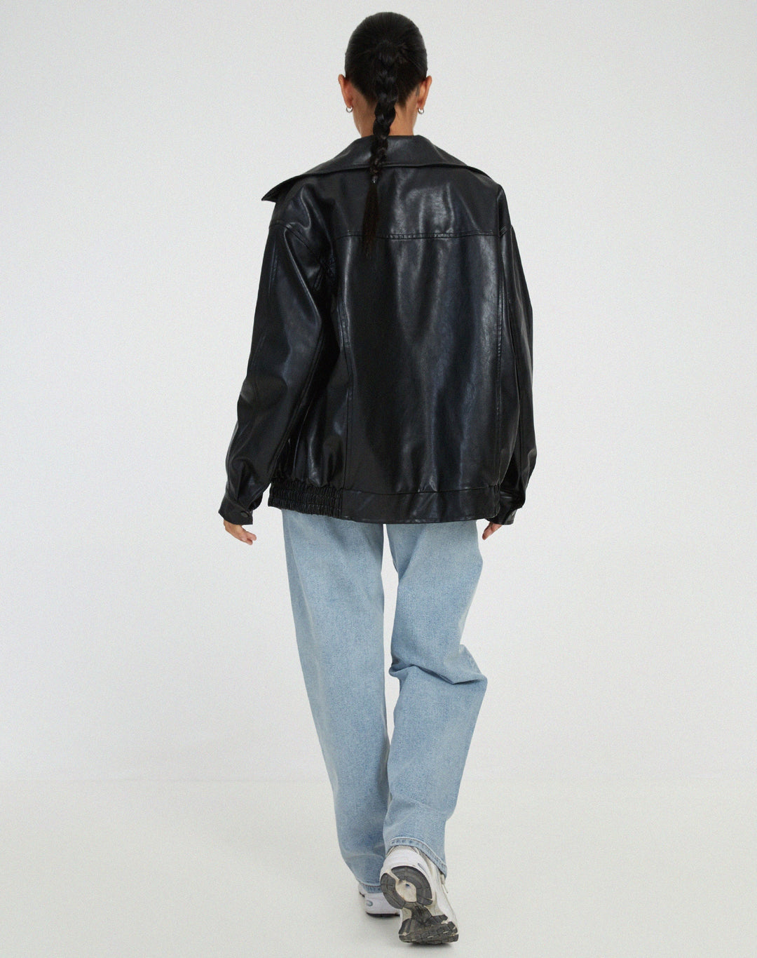 Losse oversized leren damesjas – Yara