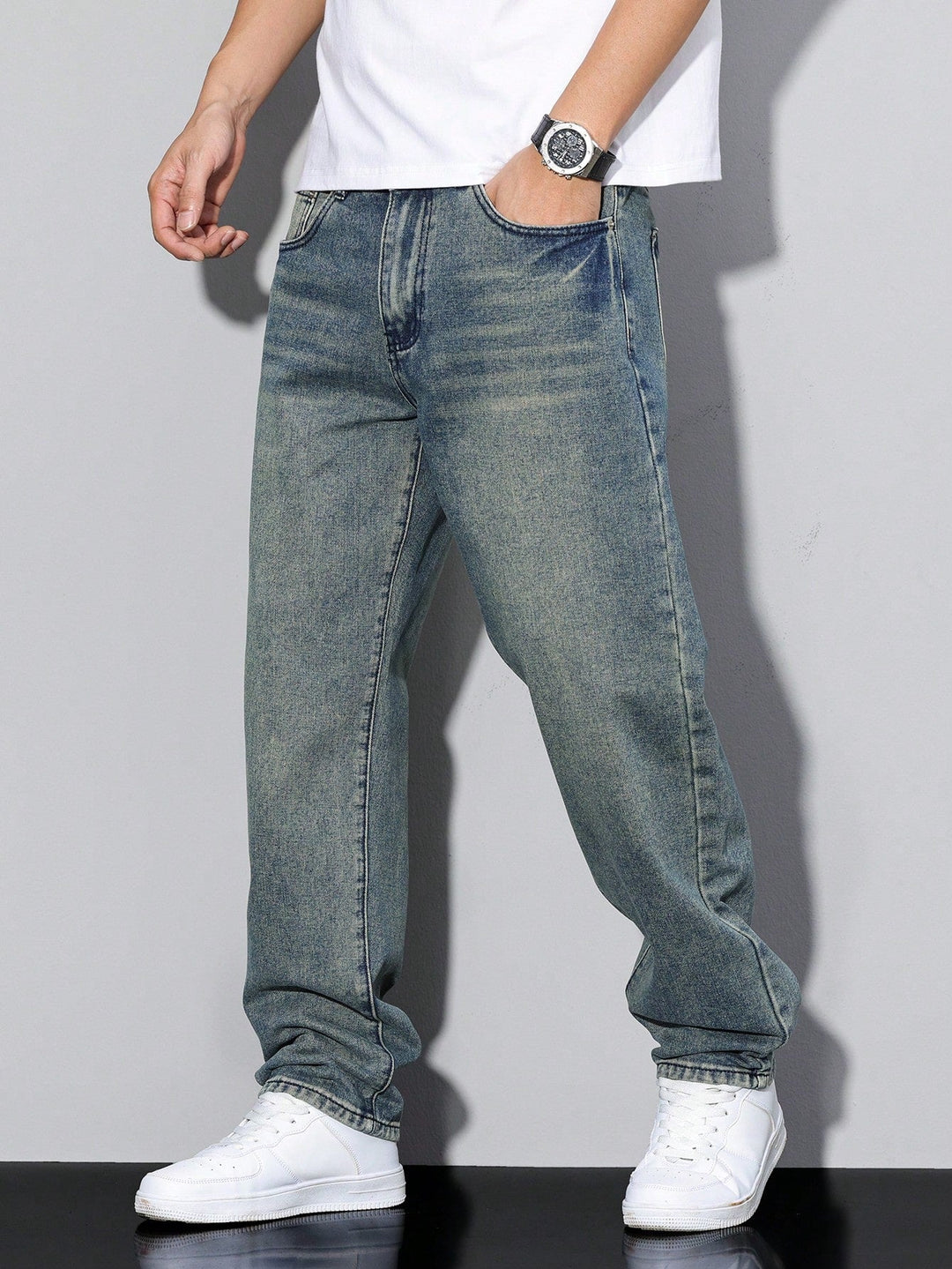 Baggy jeans - wijd gesneden denim broek met used-look