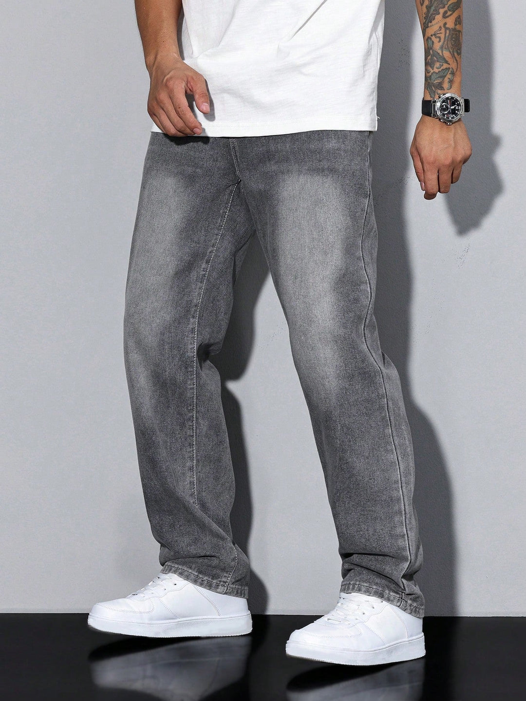 Baggy jeans - wijd gesneden denim broek met used-look