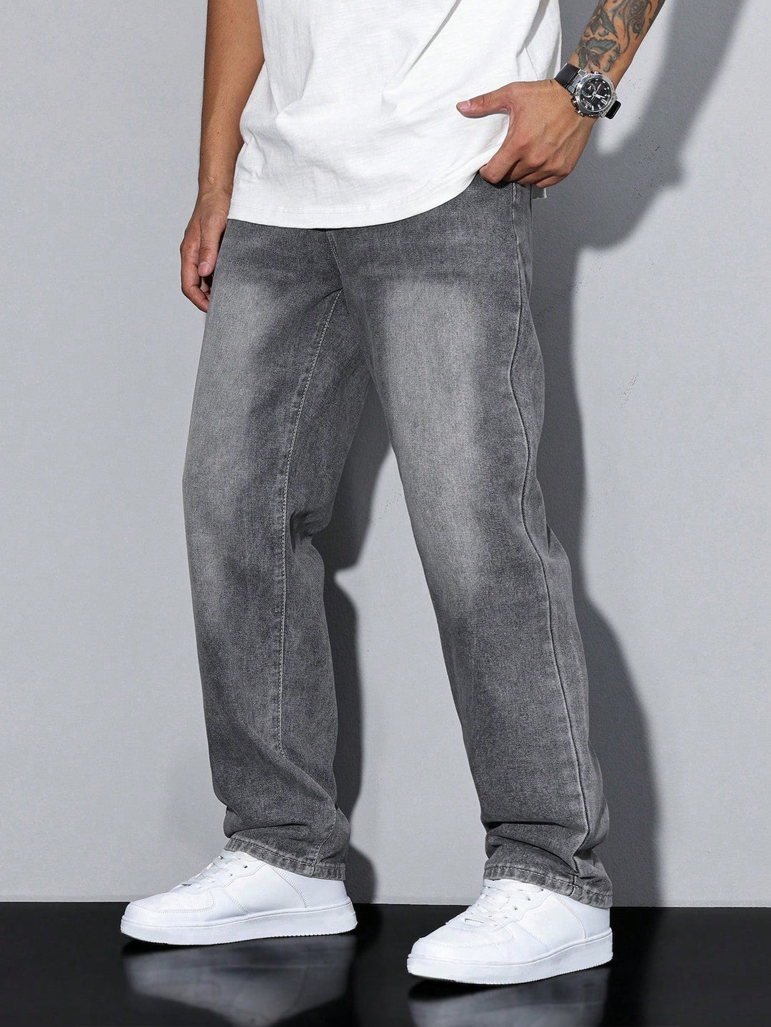 Baggy jeans - wijd gesneden denim broek met used-look