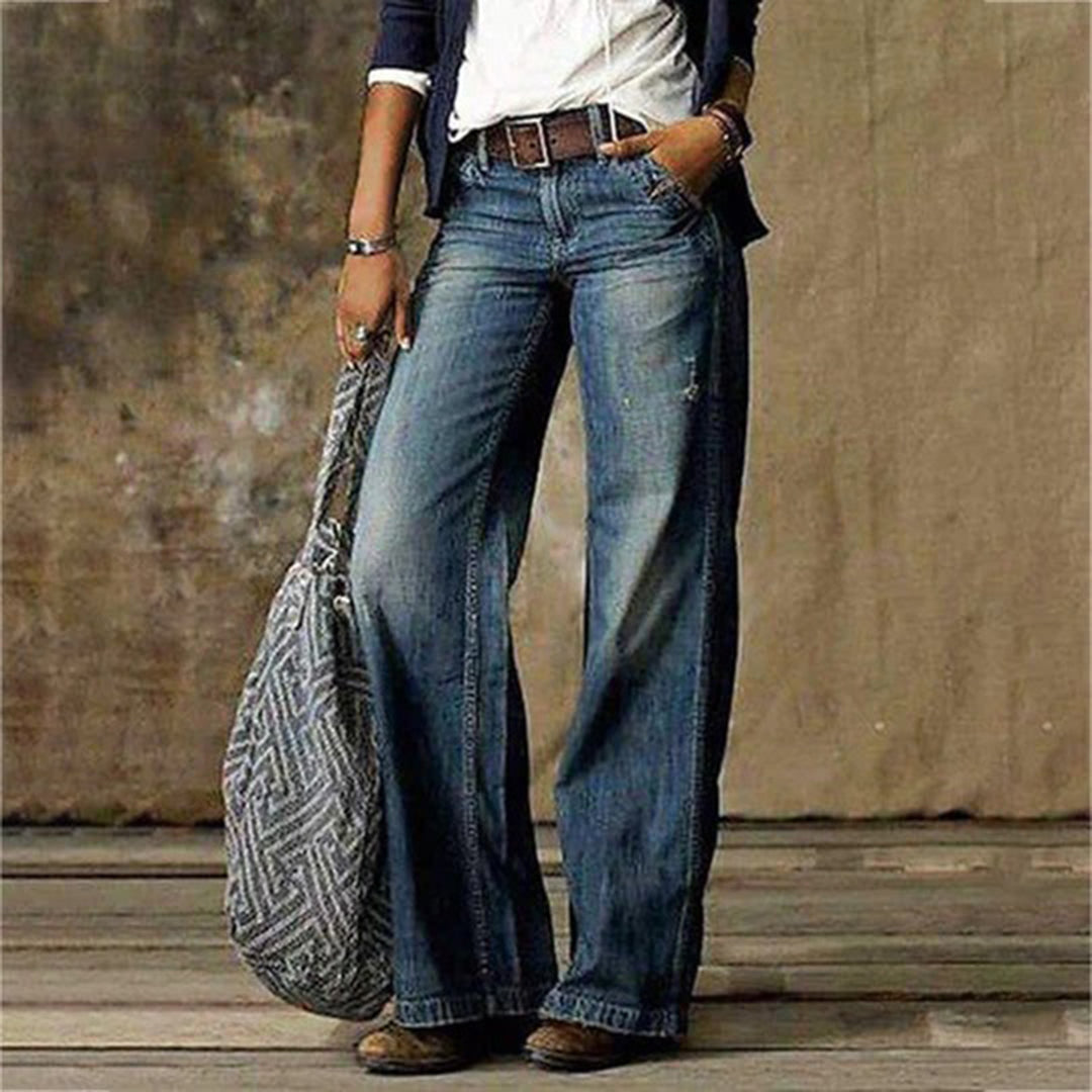 Klassieke high-waist jeans met wijde pijpen - Karla