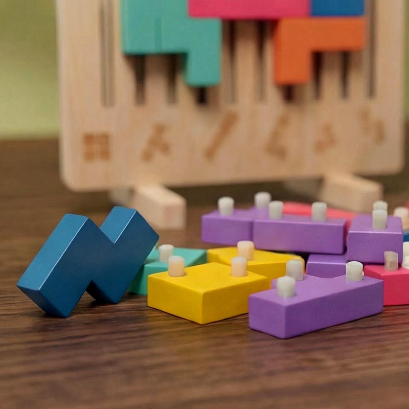 Montessori Tetris-stapelpuzzel van hout – leerspeelgoed