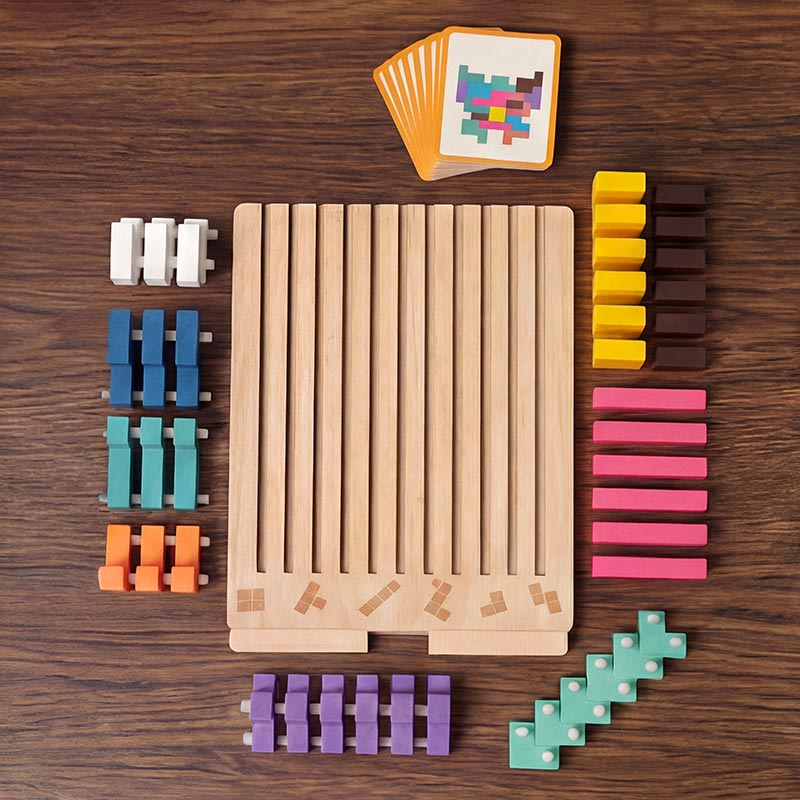 Montessori Tetris-stapelpuzzel van hout – leerspeelgoed