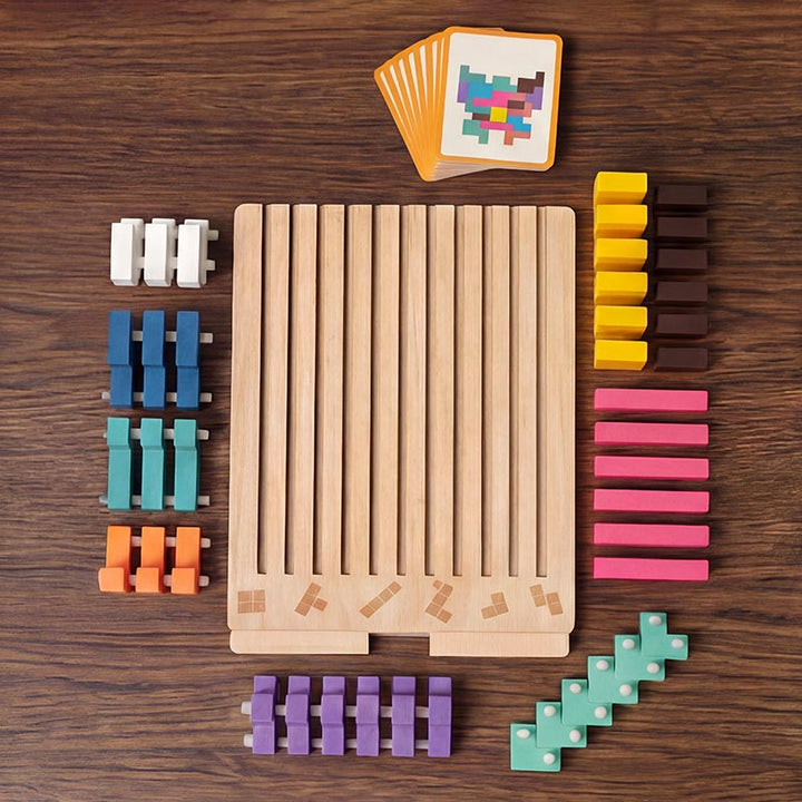 Montessori Tetris-stapelpuzzel van hout – leerspeelgoed