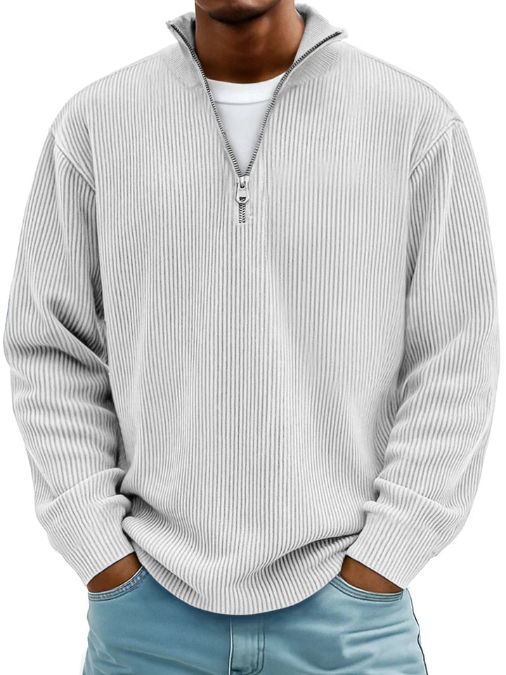 Half-zip trui met losse pasvorm en slijtvast breisel