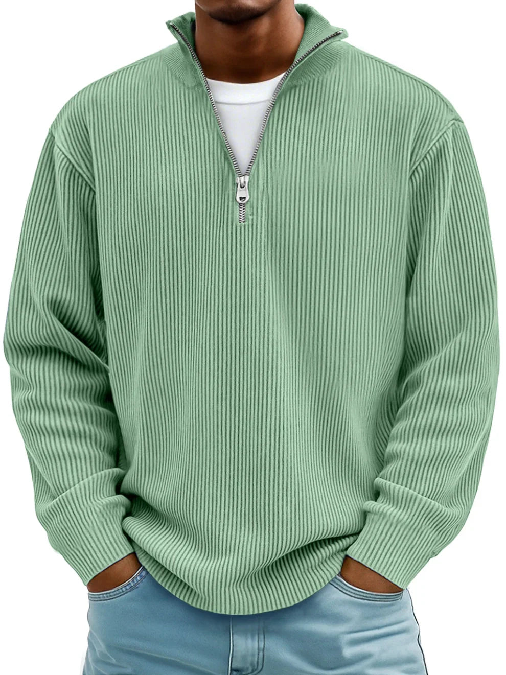 Half-zip trui met losse pasvorm en slijtvast breisel