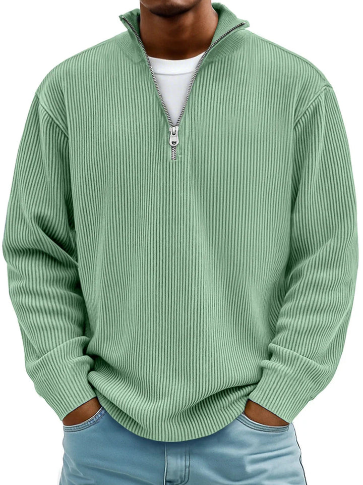 Half-zip trui met losse pasvorm en slijtvast breisel