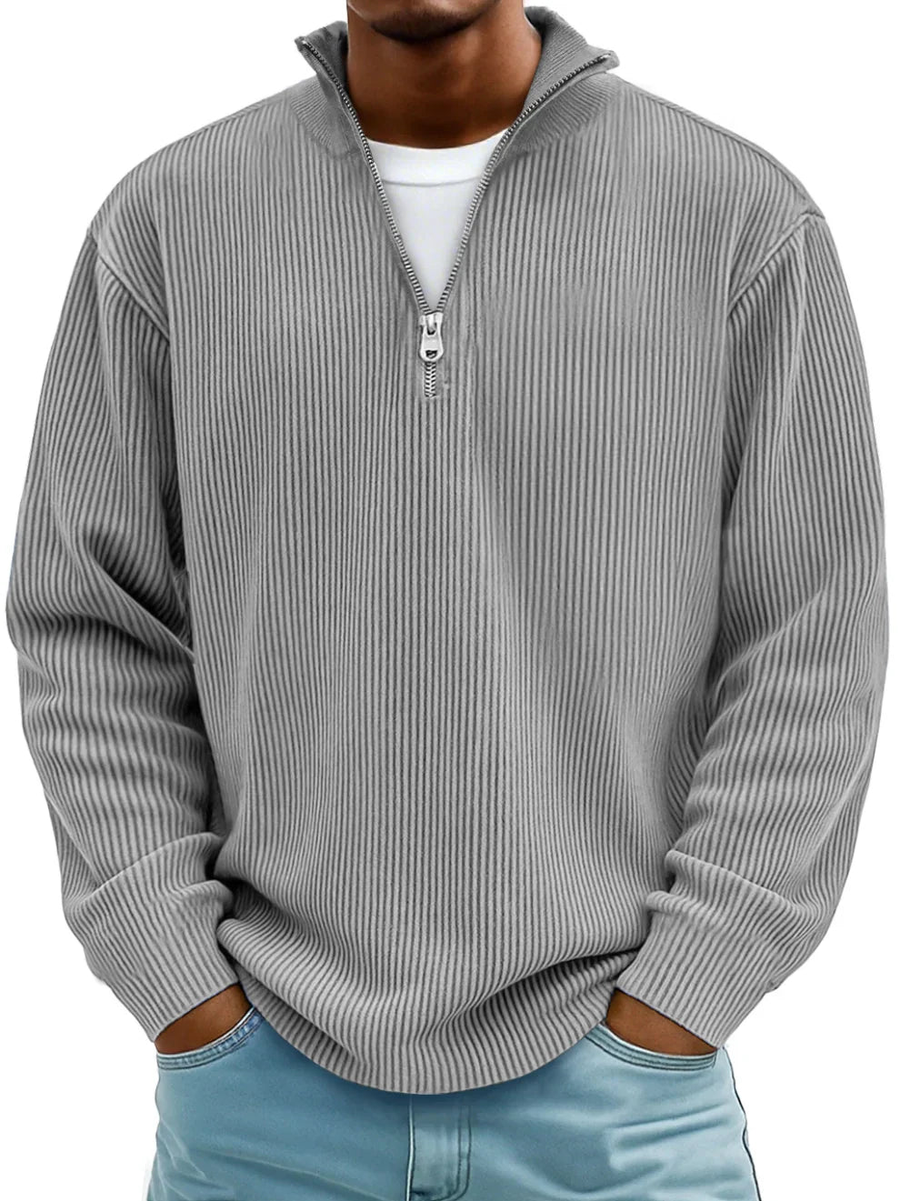 Half-zip trui met losse pasvorm en slijtvast breisel
