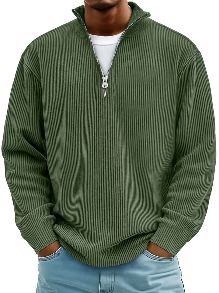 Half-zip trui met losse pasvorm en slijtvast breisel