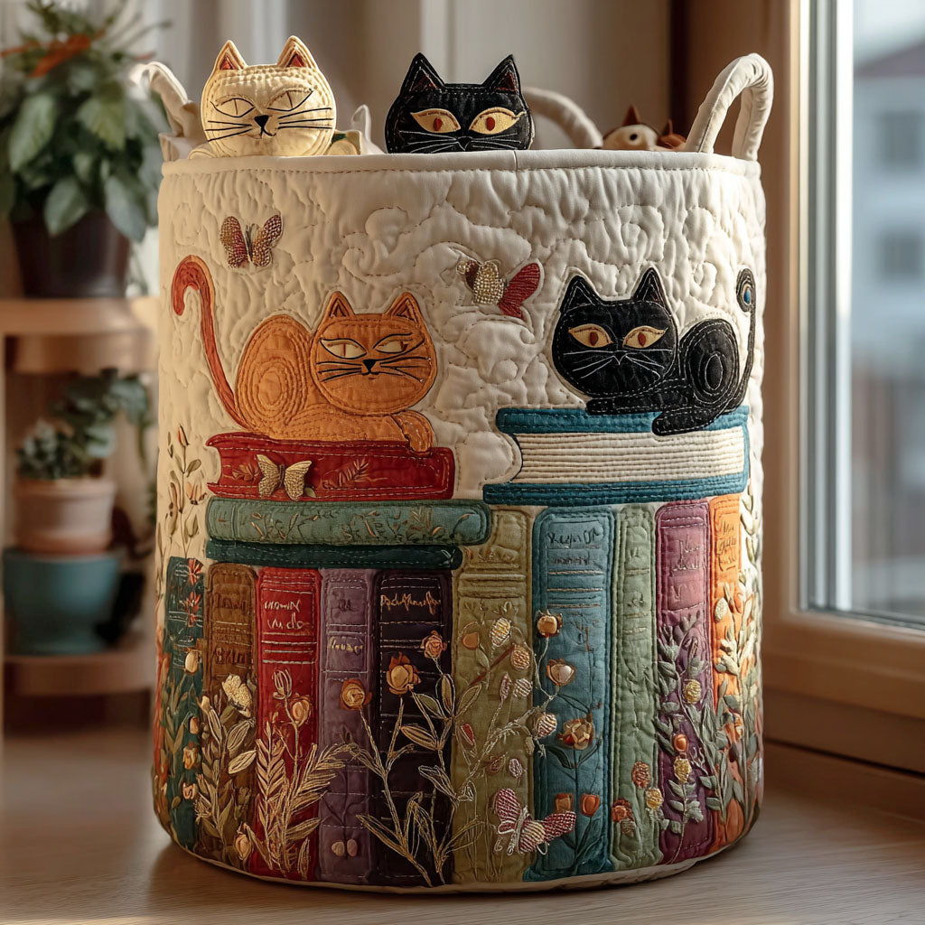 Gewatteerde wasmand met kattenmotief – Opvouwbare opbergmand