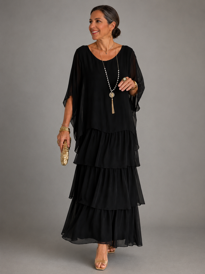 Elegante, vloeiende maxi-jurk