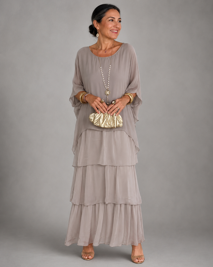 Elegante, vloeiende maxi-jurk