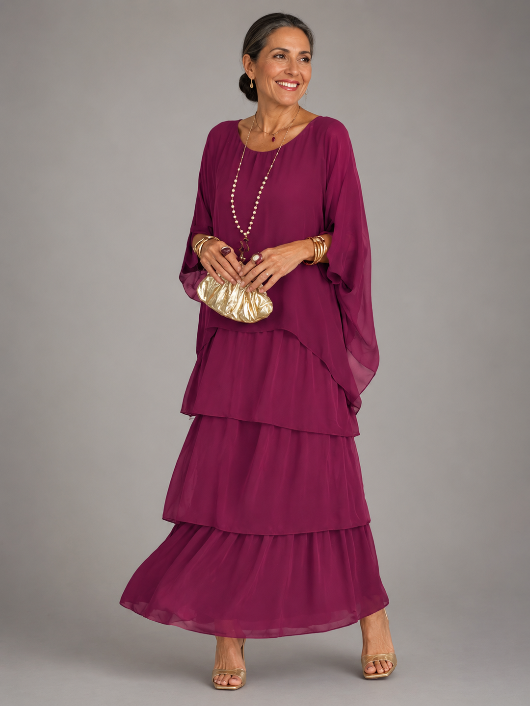 Elegante, vloeiende maxi-jurk