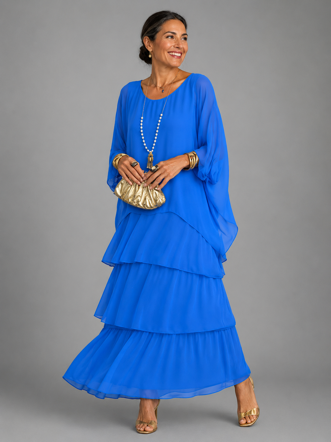 Elegante, vloeiende maxi-jurk