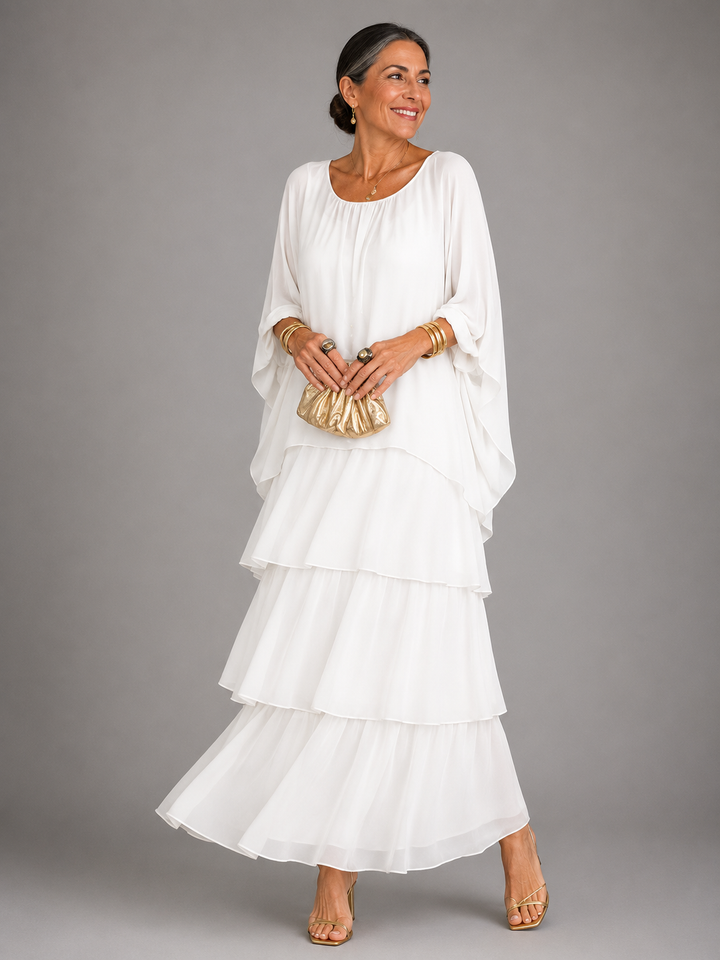Elegante, vloeiende maxi-jurk