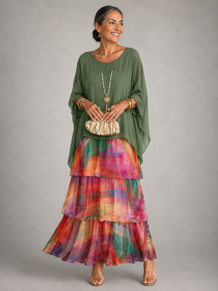Elegante, vloeiende maxi-jurk