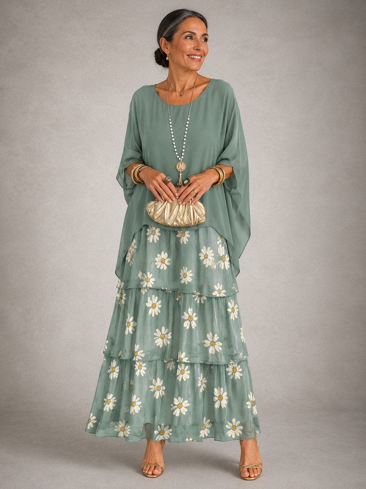 Elegante, vloeiende maxi-jurk
