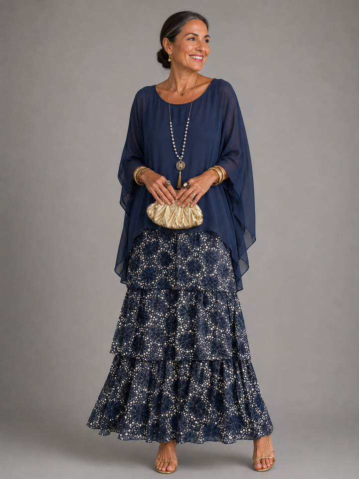 Elegante, vloeiende maxi-jurk