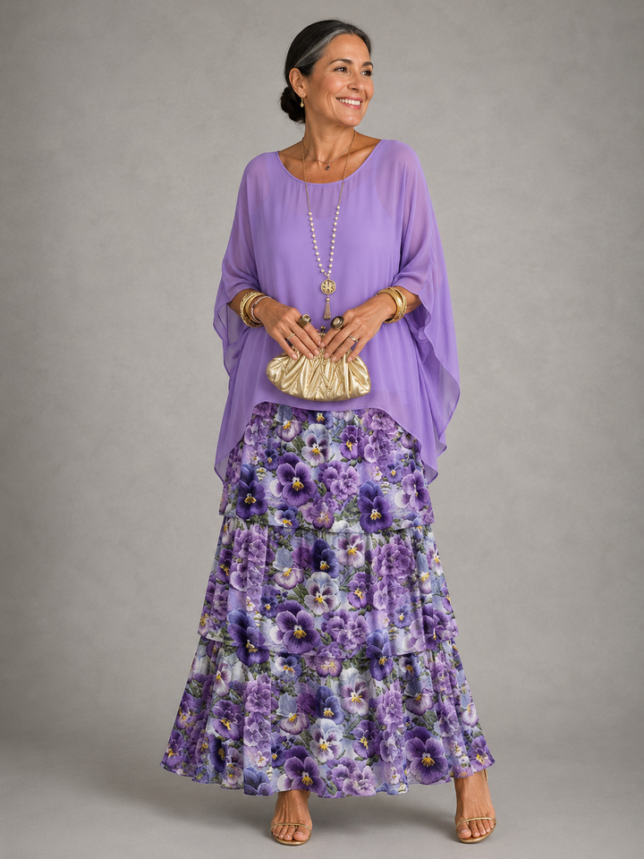 Elegante, vloeiende maxi-jurk