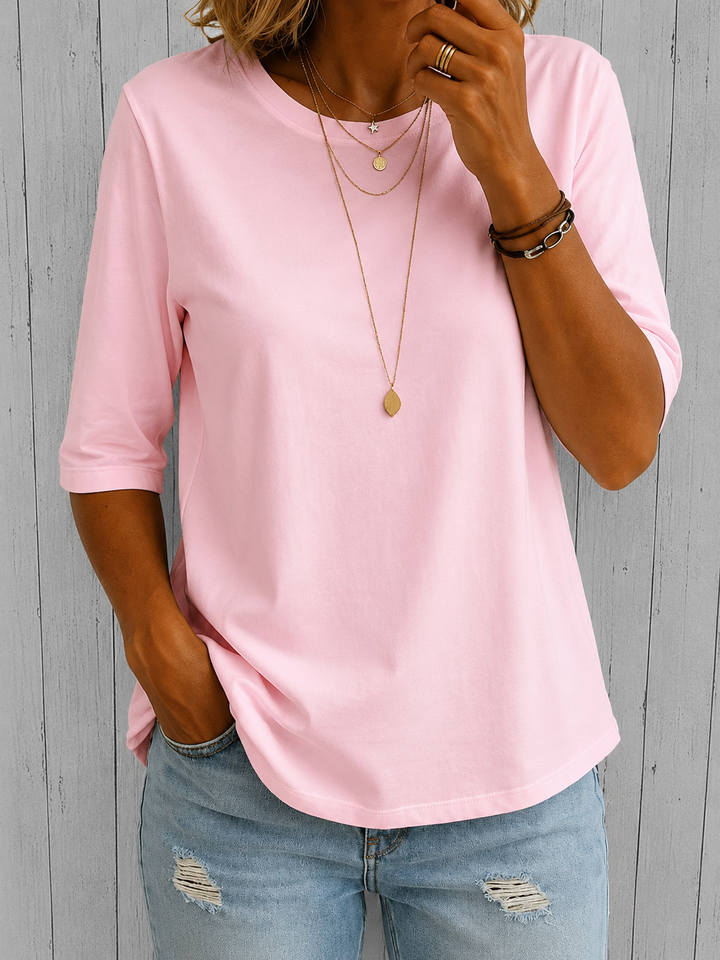 Comfort Coverage-T-shirt met langer gesneden halve mouwen