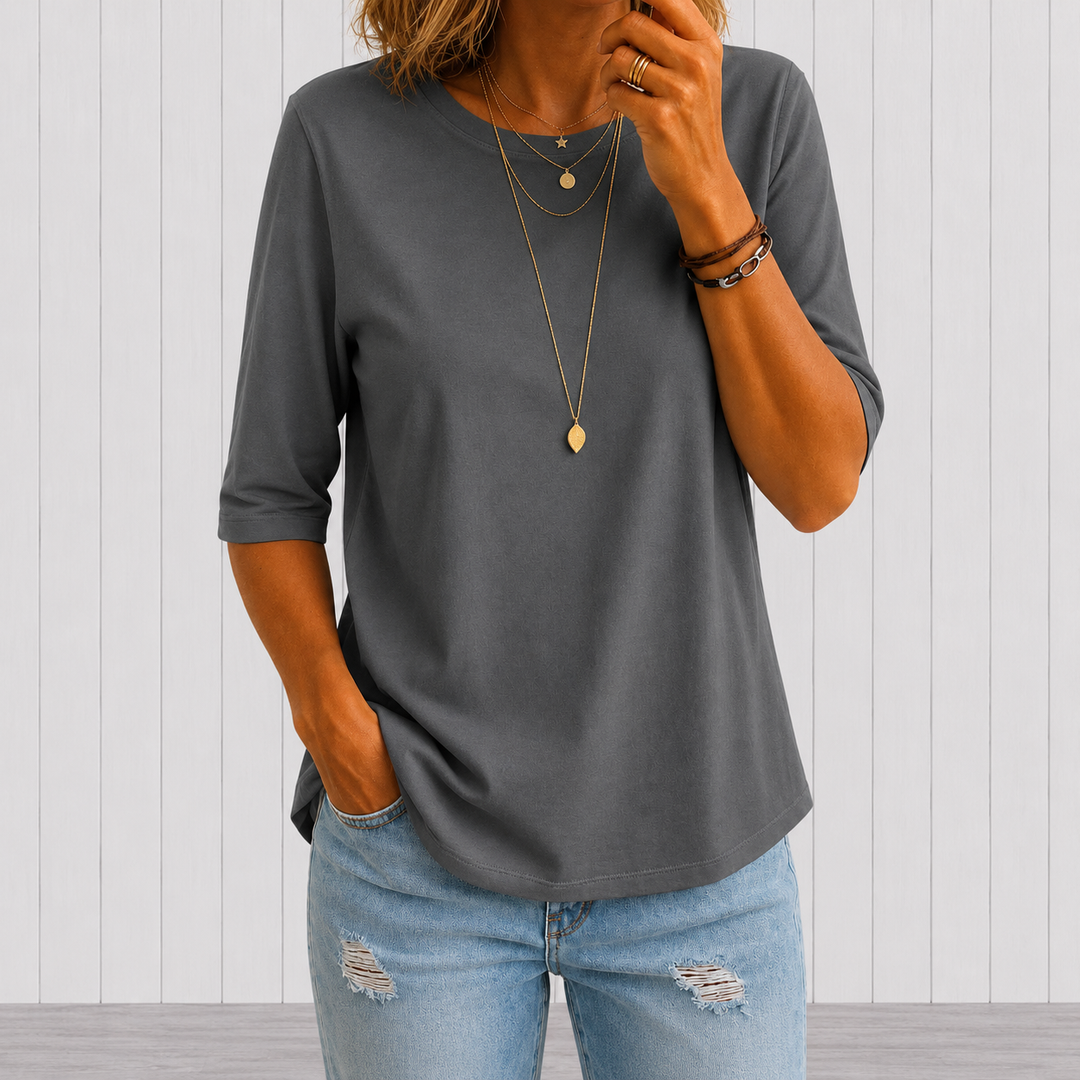Comfort Coverage-T-shirt met langer gesneden halve mouwen