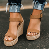 Espadrille-hak Open teen wigsandalen