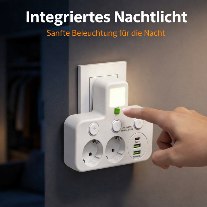 Stekkerdoos met USB en schakelaars | Meervoudige stekkerdoos overspanningsbeveiliging 2500 W