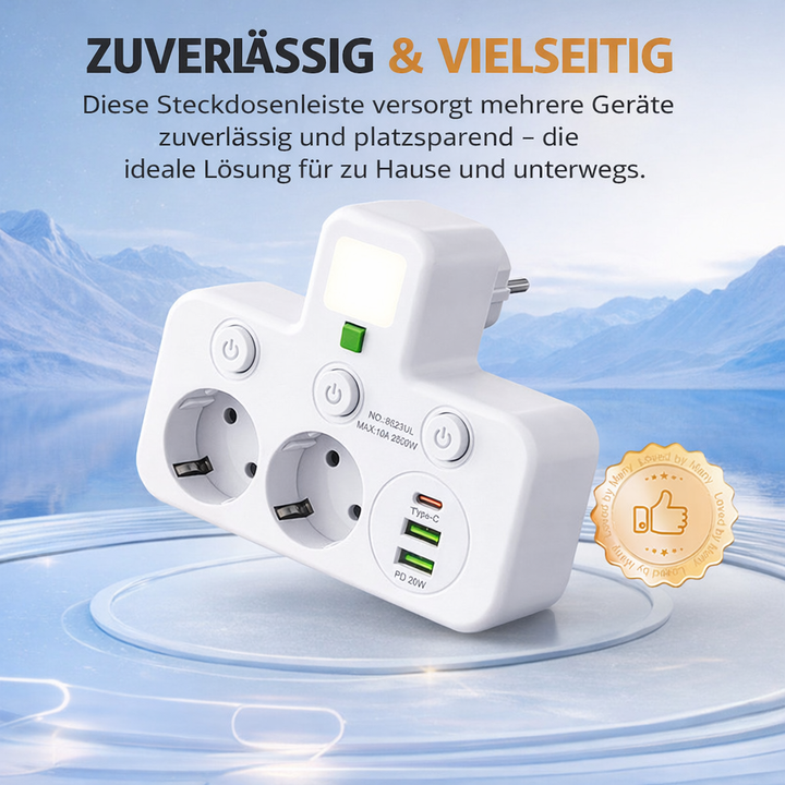 Stekkerdoos met USB en schakelaars | Overspanningsbeveiliging 2500 W