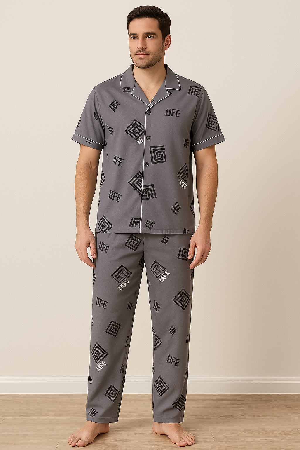 Pyjama set met overhemd en knoopsluiting - Rex