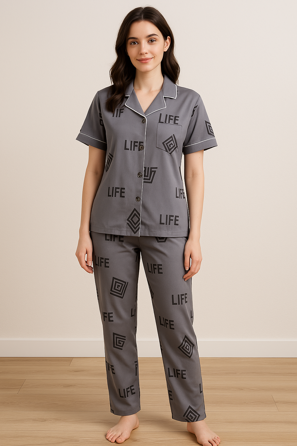 Pyjama set met overhemd en knoopsluiting - Rex
