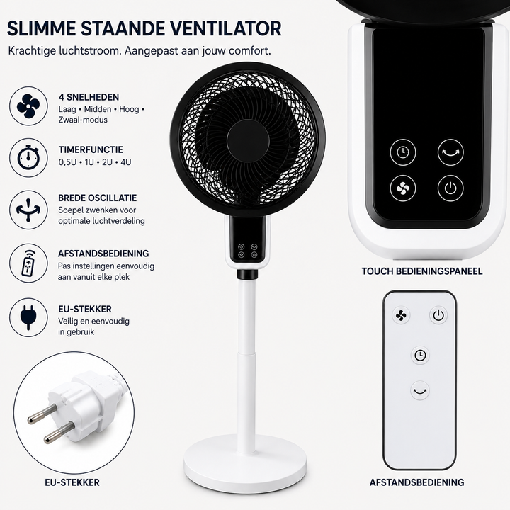 Verstelbare staande ventilator met 3D-oscillatie [VOORVERKOOP]