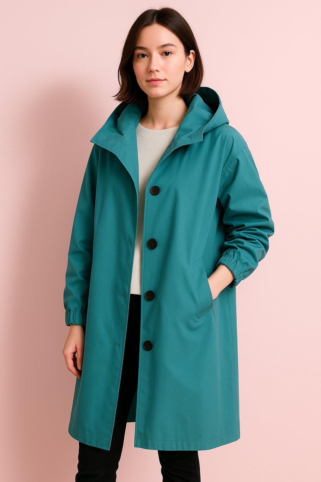 Lange Dames Trenchcoat met Capuchon – Ranya