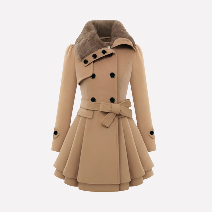 Dames Winterjas met Knopen en Riem – Elegantie en Warmte in Één