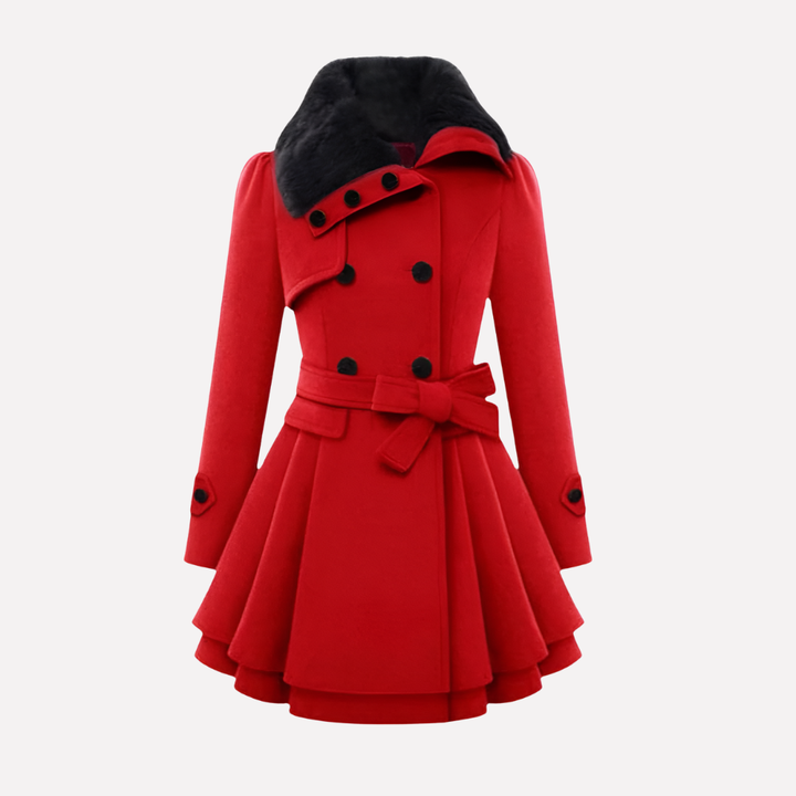 Dames Winterjas met Knopen en Riem – Elegantie en Warmte in Één
