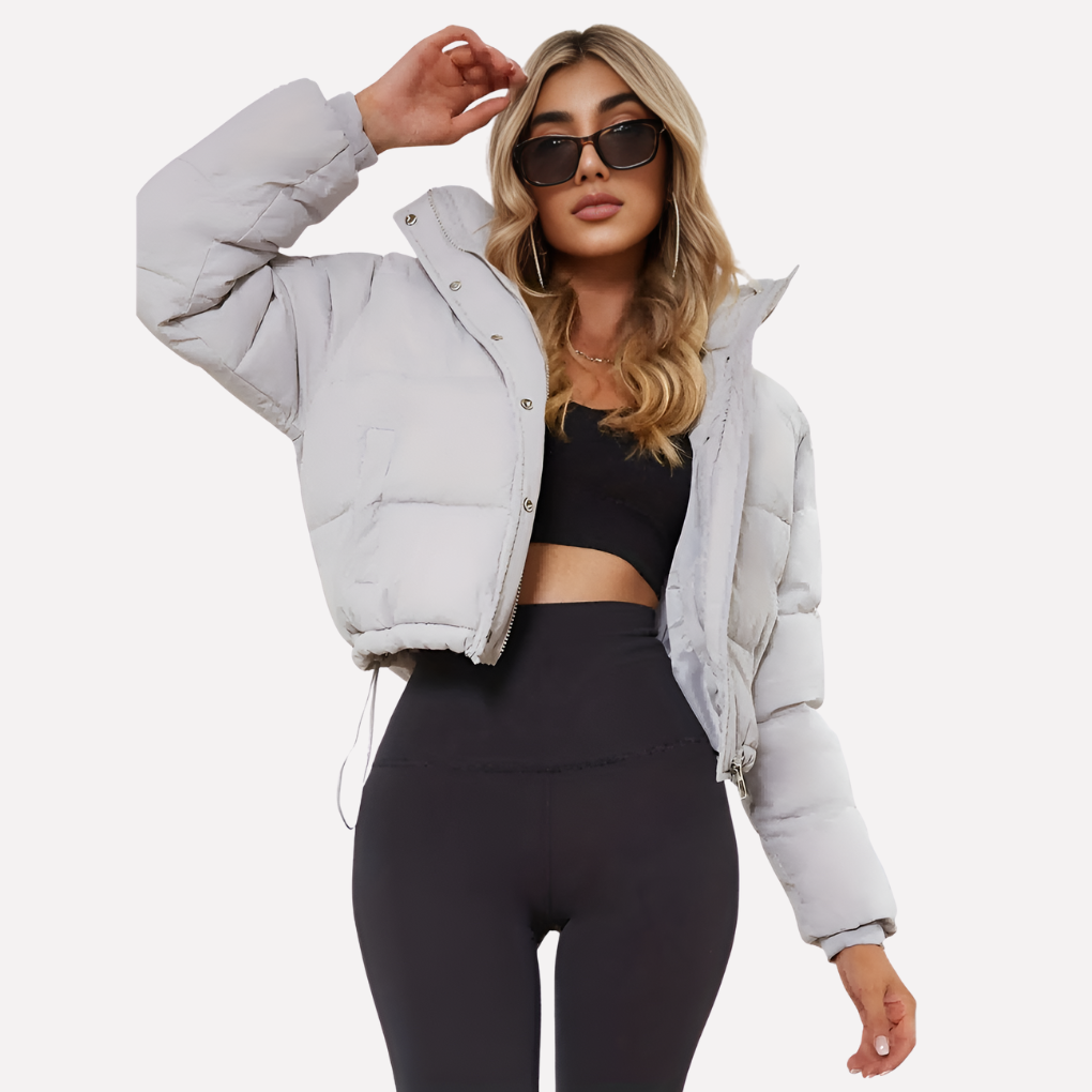 Korte Damesjas met Capuchon en Voorkant Rits