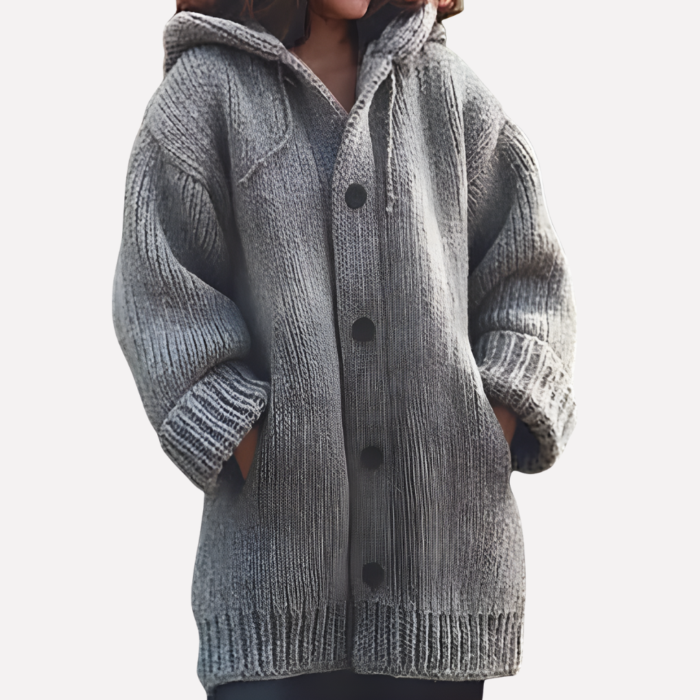 Dames Hooded Cardigan met Lange Snit