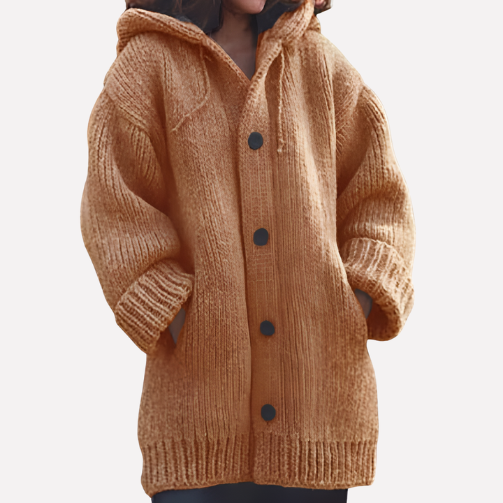 Dames Hooded Cardigan met Lange Snit