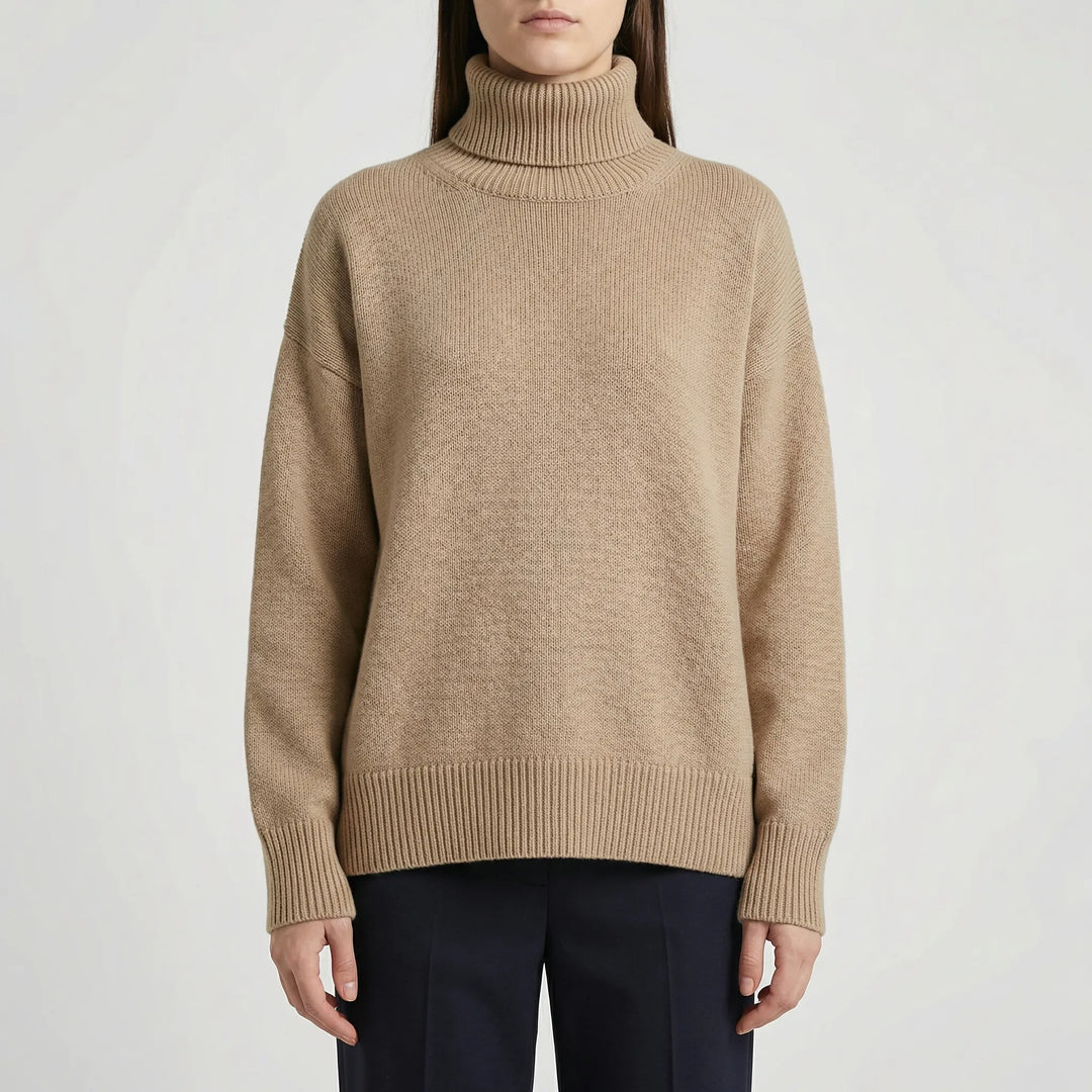 CollveraRibbed Turtleneck Long Sleeve Jumper