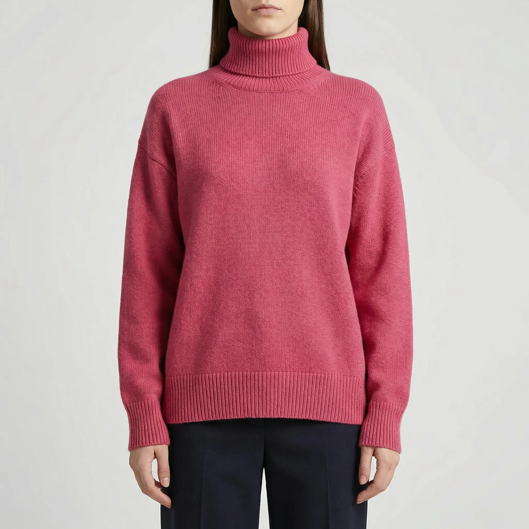 CollveraRibbed Turtleneck Long Sleeve Jumper