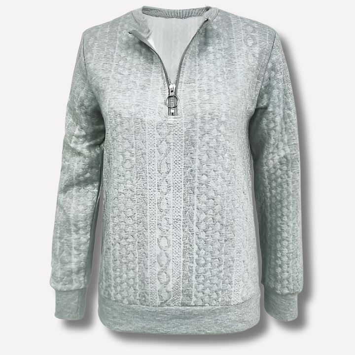 Dames Kabelgebreide Pullover met Ritskraag