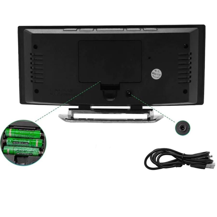 Digitale wekker | Gebogen LED-spiegeldisplay | Automatische helderheidsaanpassing
