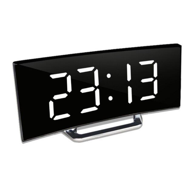 Digitale wekker | Gebogen LED-spiegeldisplay | Automatische helderheidsaanpassing