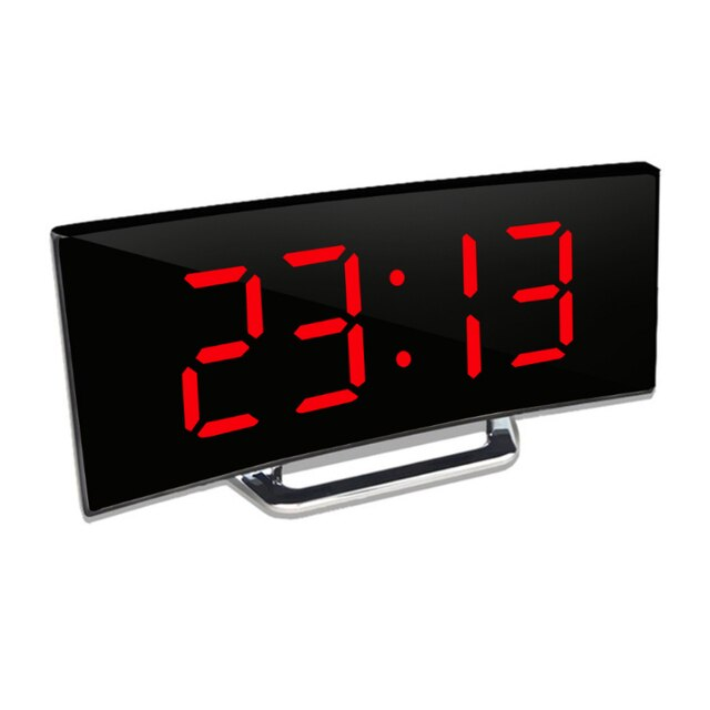 Digitale wekker | Gebogen LED-spiegeldisplay | Automatische helderheidsaanpassing