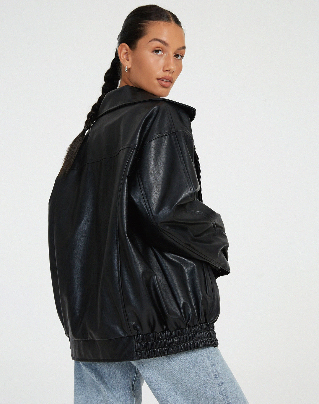Losse oversized leren damesjas – Yara