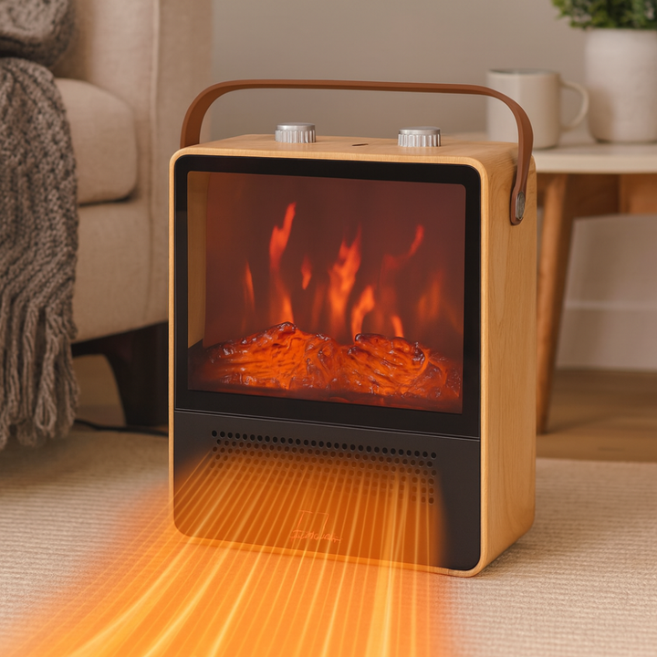 Kachel met realistische haardvlam en 4 warmtestanden