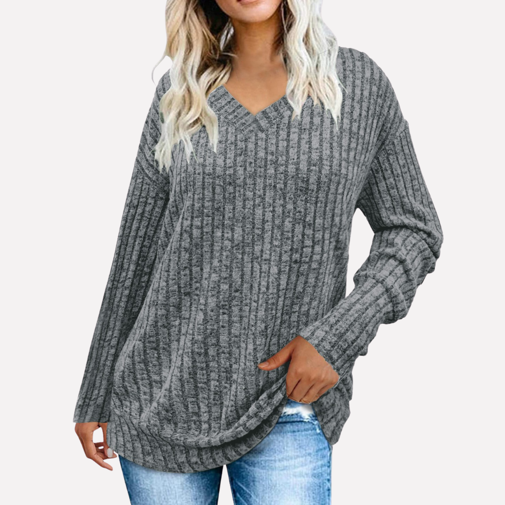 Trendy V-hals Lange Mouwen Top voor Vrouwen – Perfect voor Elke Dag