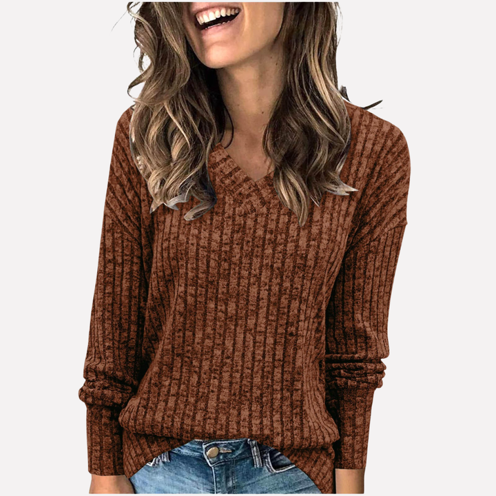 Trendy V-hals Lange Mouwen Top voor Vrouwen – Perfect voor Elke Dag