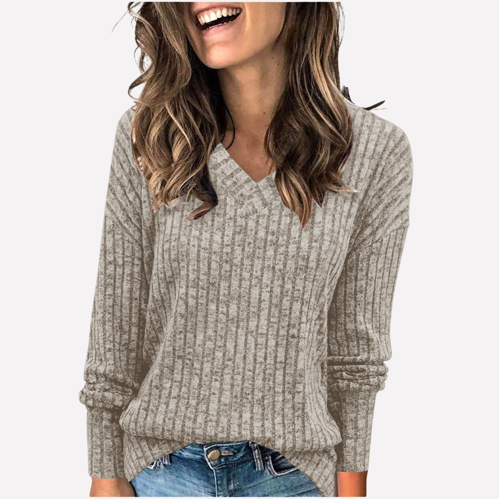 Trendy V-hals Lange Mouwen Top voor Vrouwen – Perfect voor Elke Dag