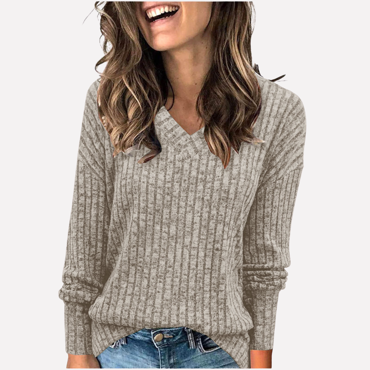 Trendy V-hals Lange Mouwen Top voor Vrouwen – Perfect voor Elke Dag