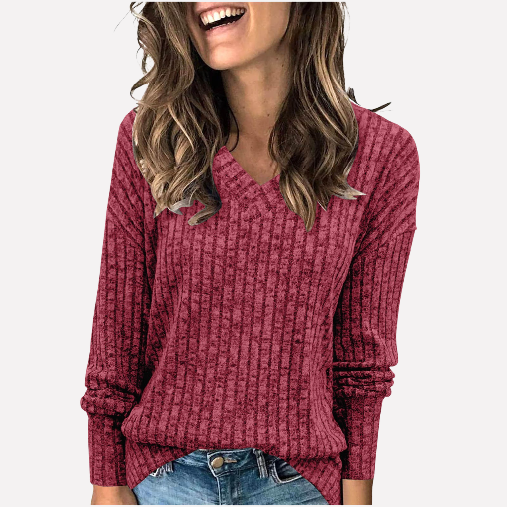 Trendy V-hals Lange Mouwen Top voor Vrouwen – Perfect voor Elke Dag